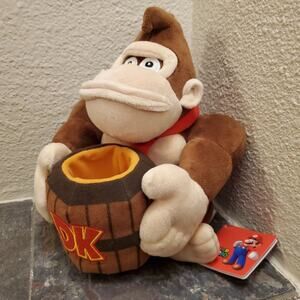 Plush - Donkey Kong, 10-inch w/ Barrel (NEW) - Super Mario - Nintendo